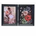 Double Hinged Picture Frame Desktop or Wall Mounted Portrait and Landscape View Photo Frame Antique wood